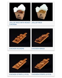 four different types of chicken wings are shown in a box